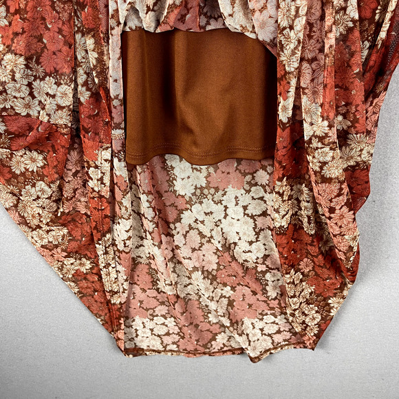 Whimsy Fairy Floral Mesh Dress Women Medium Sheer Pleated Midi Y2K Boho Peasant - Picture 10 of 16